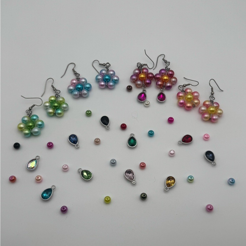 Colorful Pearl Flower Earrings